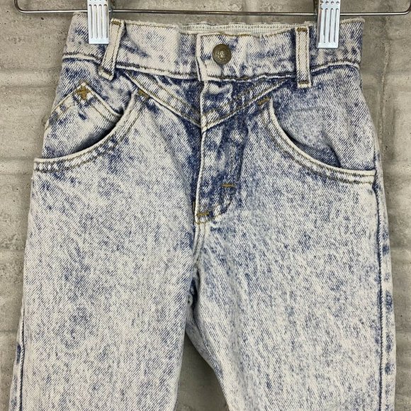 Vintage Lee Acid Wash Jeans Toddler 4T Zipper Ankle Tapered Elastic 80s Rare - Picture 3 of 6